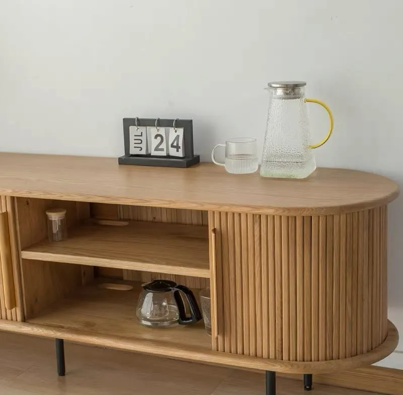 ตู้เก็บของบานเลื่อน ตู้วางทีวีไม้สไตล์โฮมสเตย์ - Image 4