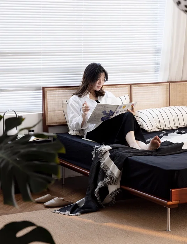 เตียงไม้แต่งหวายสไตล์ญี่ปุ่น รุ่น Nozomi - Image 2